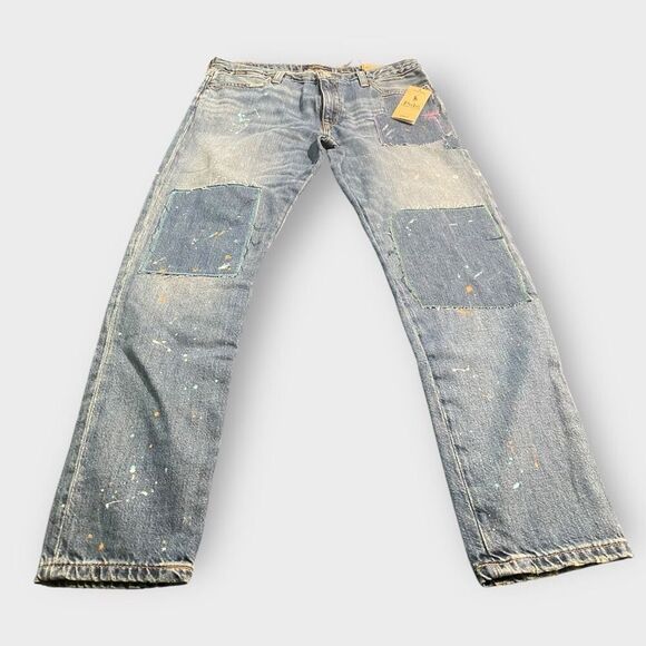 Polo Ralph Lauren Astor Slim Boyfriend Paint Splash Girls Blue Jeans size 16 New - Picture 3 of 12